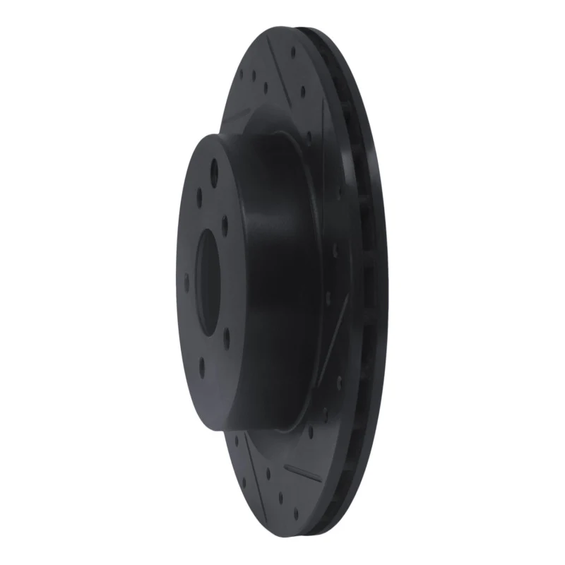 R1 03-08 Infiniti G35 Rear Right Drilled & Slotted Black Brake Rotor - Image 3