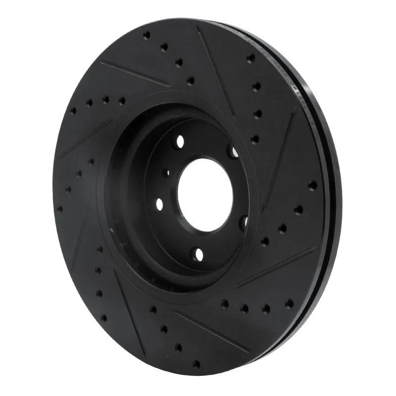 R1 03-23 Infiniti EX35 Front Left Drilled & Slotted Black Brake Rotor - Image 4