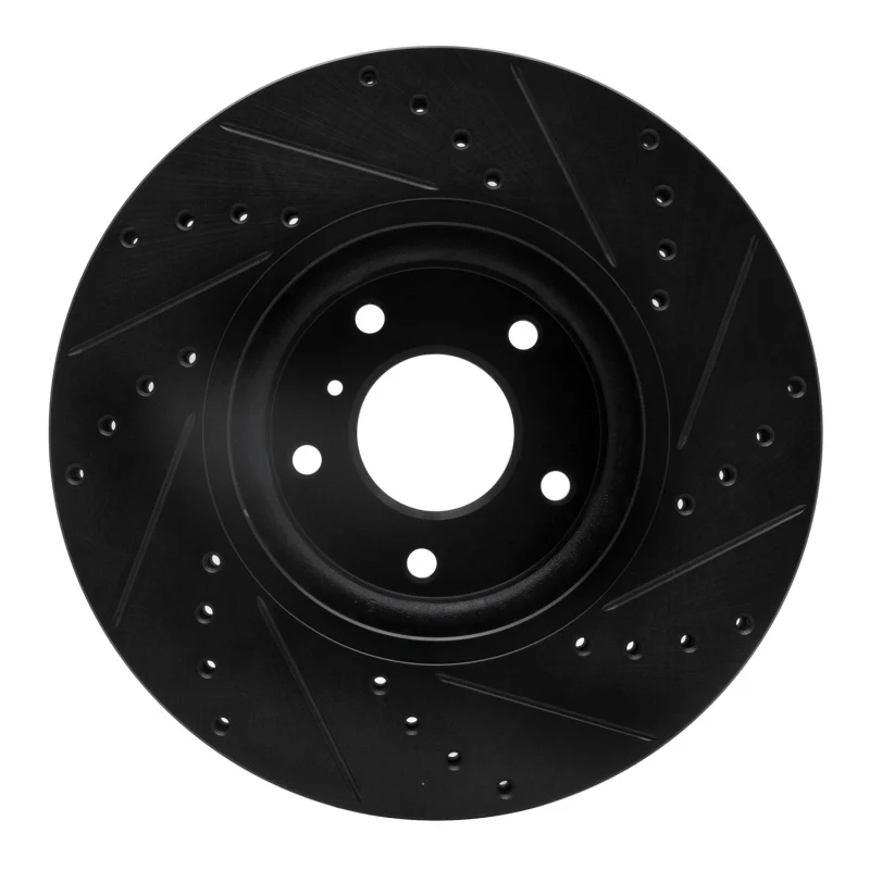 R1 03-23 Infiniti EX35 Front Left Drilled & Slotted Black Brake Rotor - Image 5