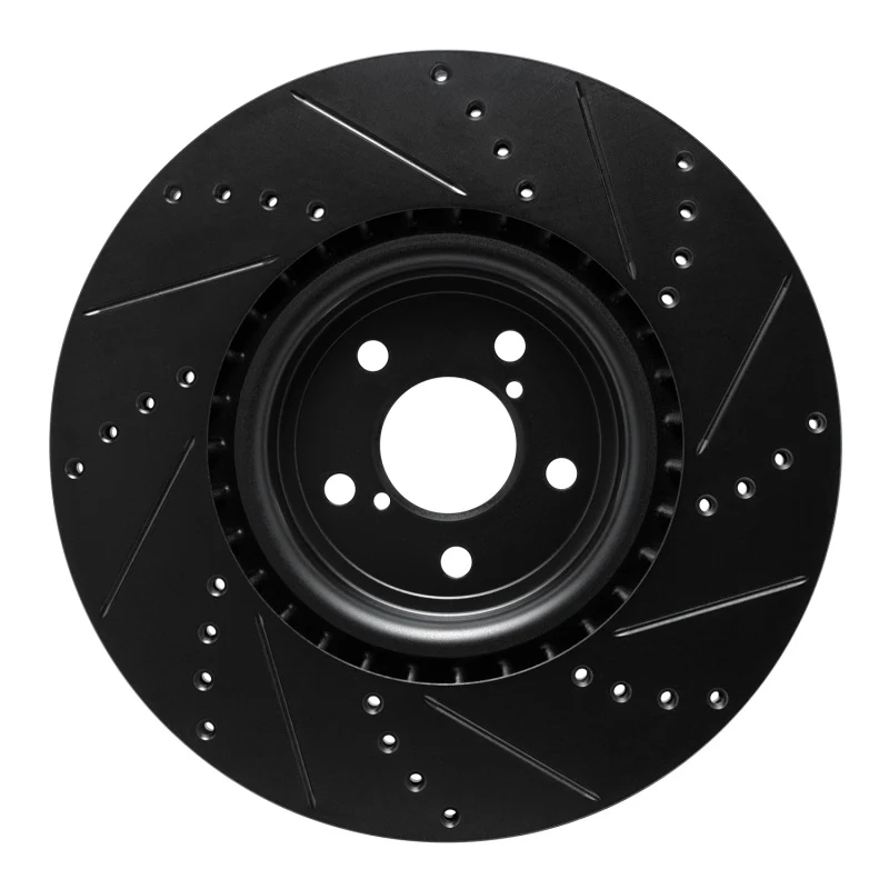 R1 03-25 Subaru Impreza Front Left Drilled & Slotted Black Brake Rotor - Image 3