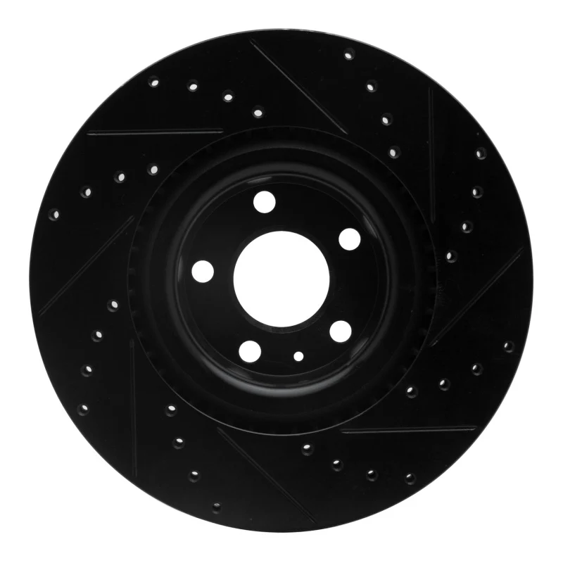 R1 04-09 Audi S4 Front Left Drilled & Slotted Black Brake Rotor - Image 5
