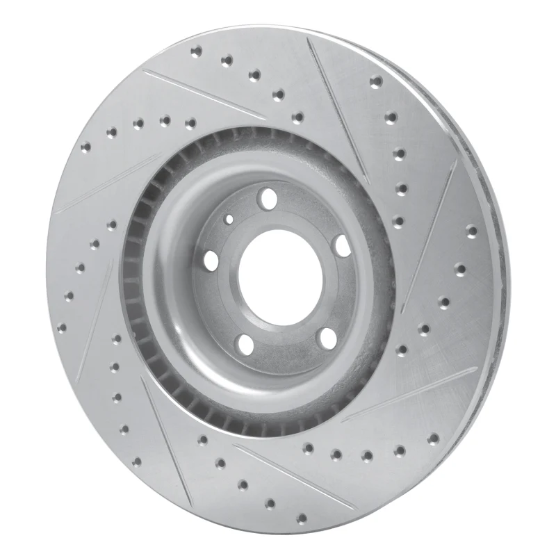 R1 04-09 Audi S4 Front Left Drilled & Slotted Silver Brake Rotor - Image 5