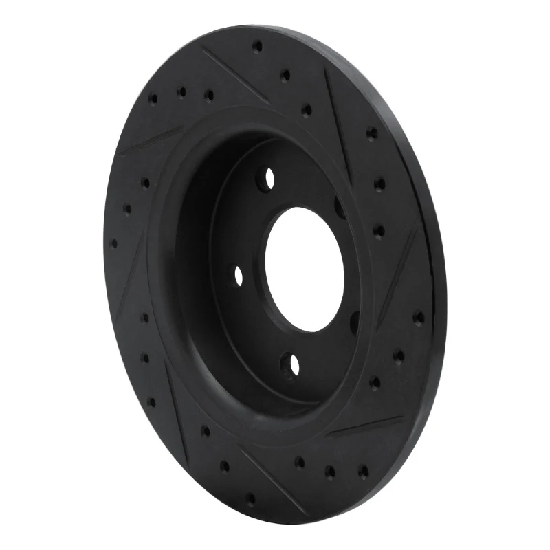 R1 04-13 Mazda 3 Rear Left Drilled & Slotted Black Brake Rotor - Image 2