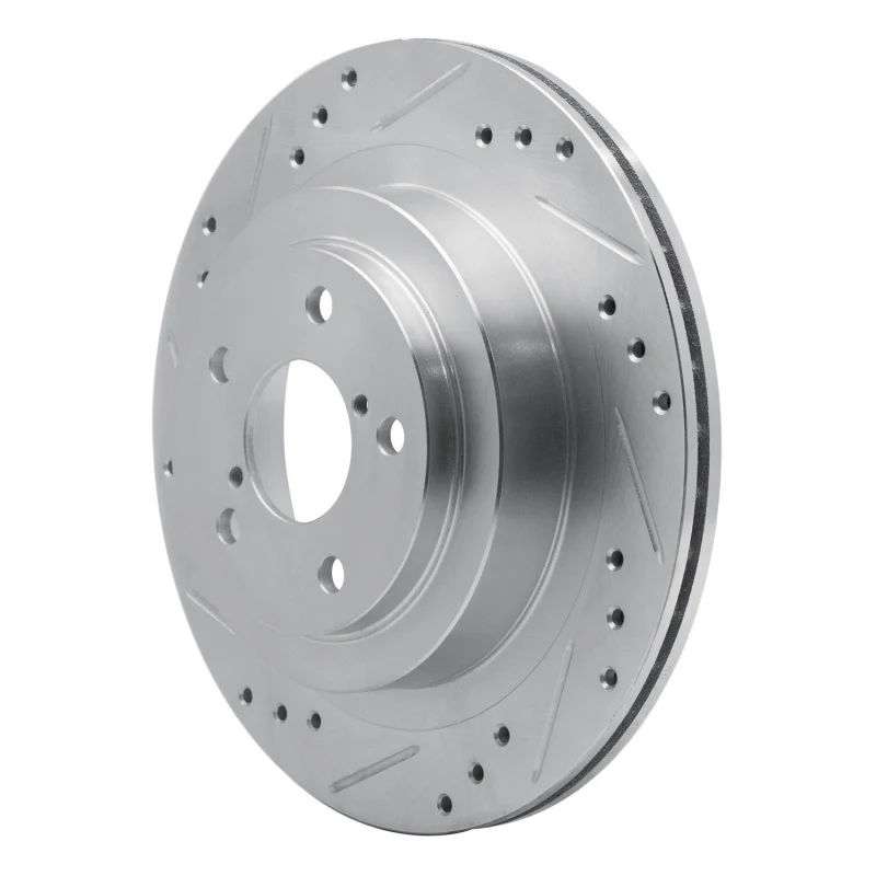 R1 05-09 Subaru Impreza Rear Left Drilled & Slotted Silver Brake Rotor - Image 2