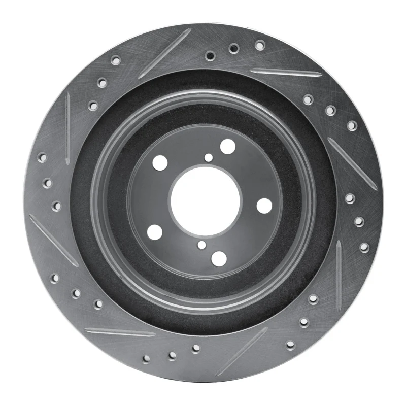 R1 05-09 Subaru Impreza Rear Right Drilled & Slotted Silver Brake Rotor - Image 5