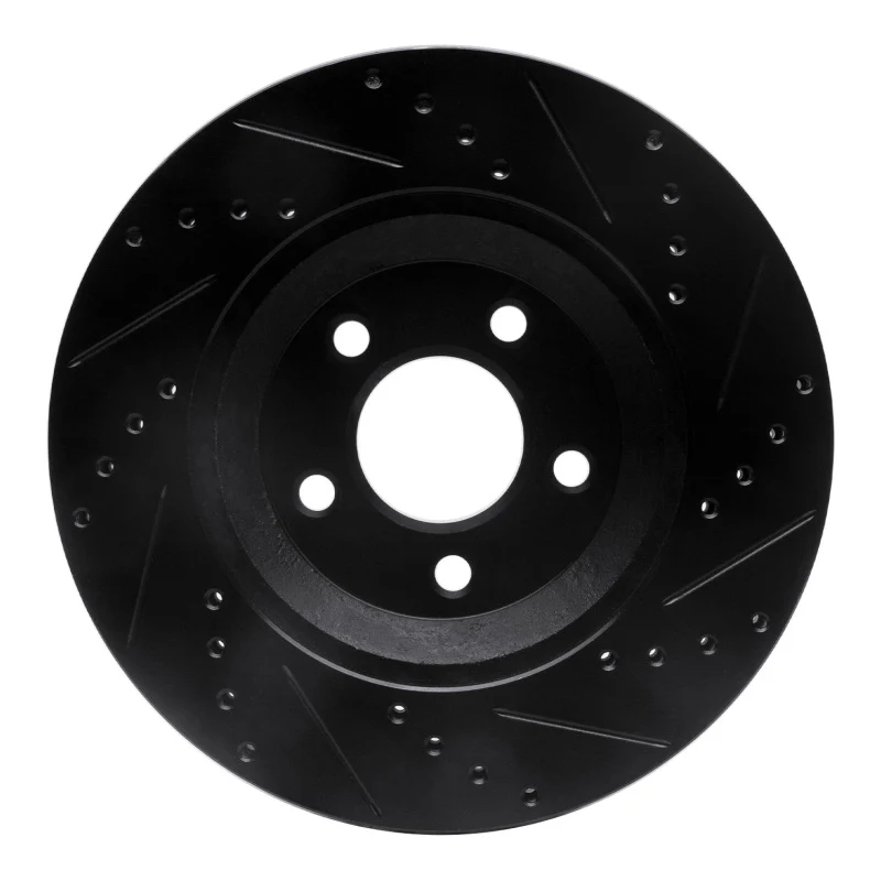 R1 05-14 Ford Mustang Front Left Drilled & Slotted Black Brake Rotor - Image 2