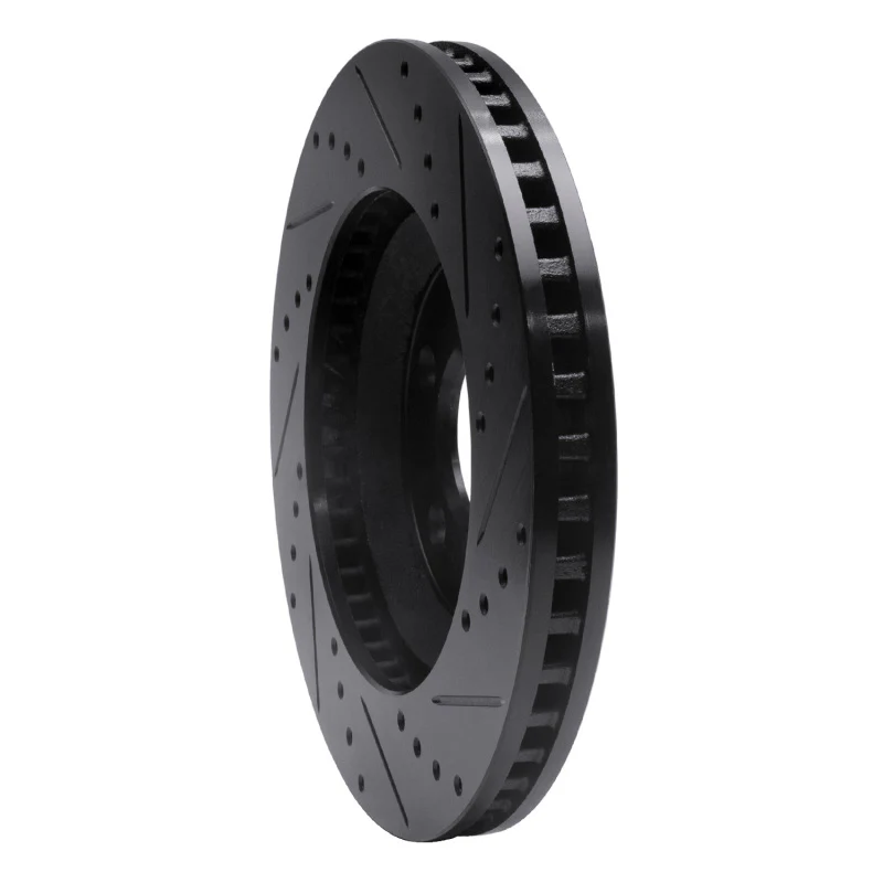 R1 05-14 Ford Mustang Front Left Drilled & Slotted Black Brake Rotor - Image 3