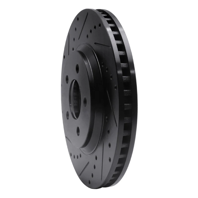 R1 05-14 Ford Mustang Front Left Drilled & Slotted Black Brake Rotor - Image 4