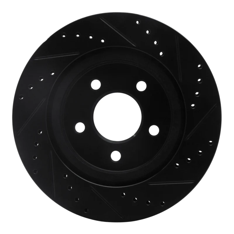 R1 05-14 Ford Mustang Rear Left Drilled & Slotted Black Brake Rotor - Image 3
