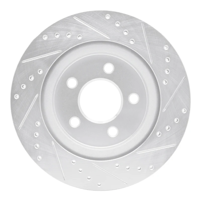 R1 05-14 Ford Mustang Rear Left Drilled & Slotted Silver Brake Rotor - Image 4