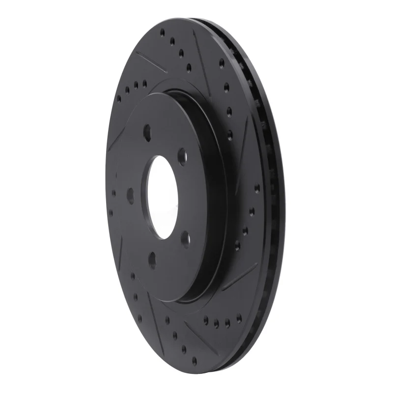 R1 05-14 Ford Mustang Rear Right Drilled & Slotted Black Brake Rotor - Image 2
