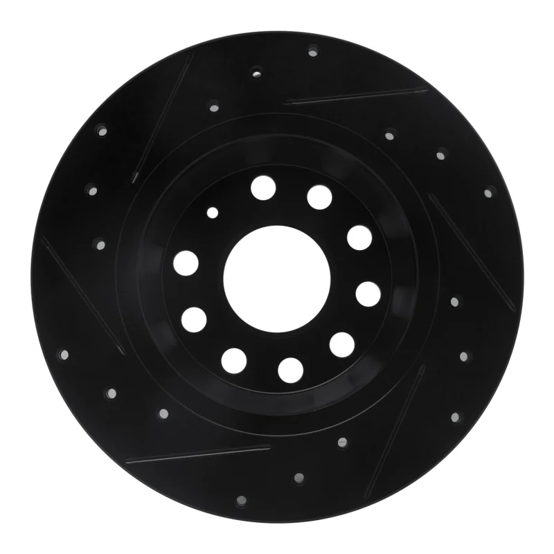R1 05-18 Audi A3 Rear Right Drilled & Slotted Black Brake Rotor - Image 4