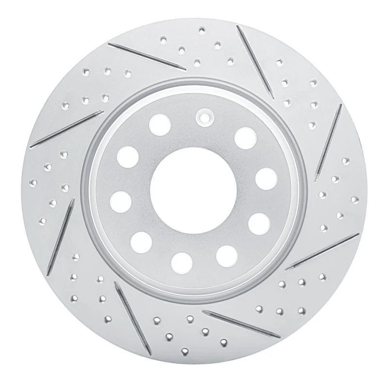 R1 05-18 Audi Q3 Rear Right Drilled & Slotted Geo-Carbon Rotor