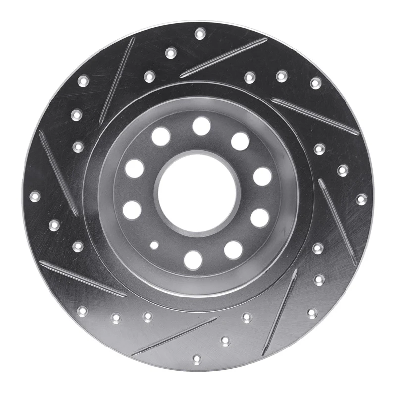 R1 05-18 Audi Q3 Rear Right Drilled & Slotted Silver Brake Rotor - Image 3