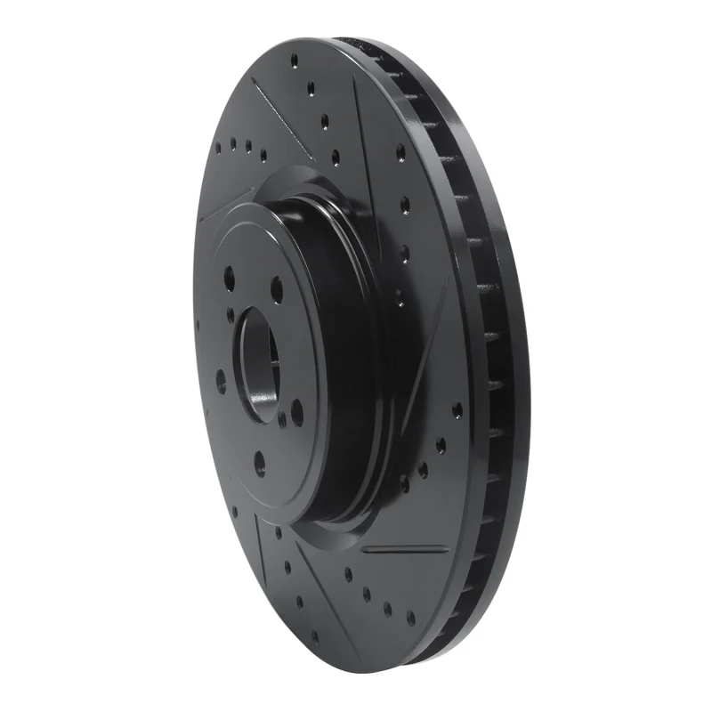 R1 05-18 Subaru Forester Front Right Drilled & Slotted Black Brake Rotor - Image 3