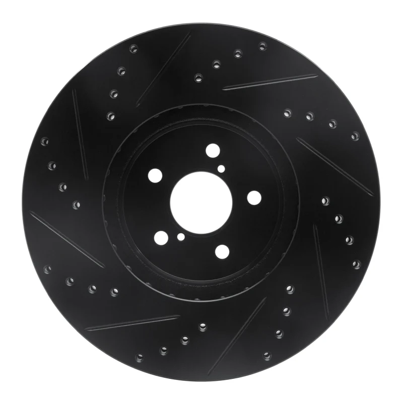 R1 05-18 Subaru Forester Front Right Drilled & Slotted Black Brake Rotor - Image 4