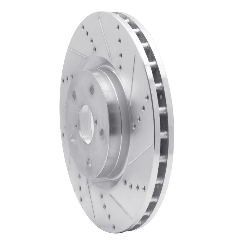 R1 05-20 Subaru WRX Front Right Drilled & Slotted Silver Brake Rotor - Image 4