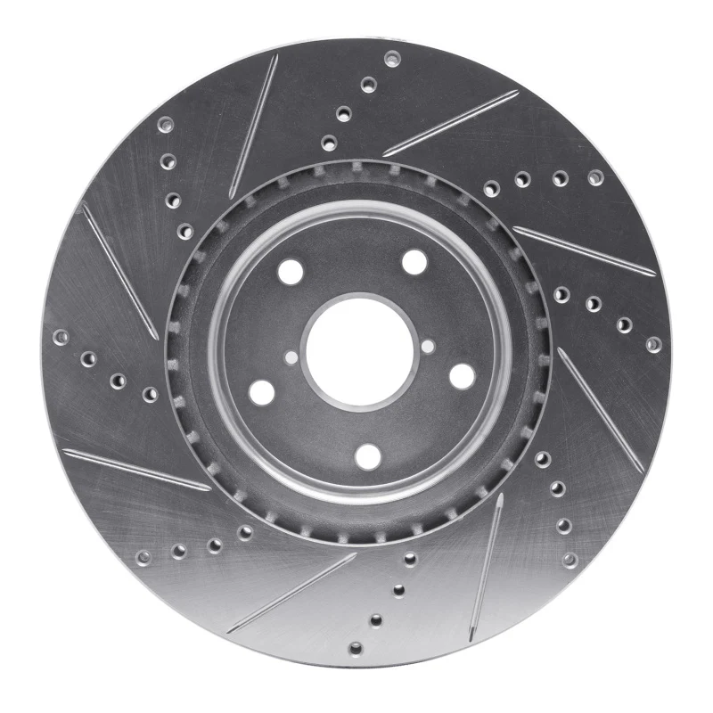 R1 05-20 Subaru WRX Front Right Drilled & Slotted Silver Brake Rotor - Image 5