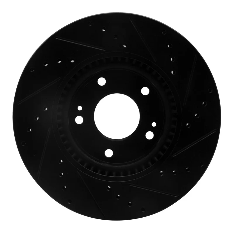 R1 05-24 Hyundai CRETA (Mexico) Front Left Drilled & Slotted Black Brake Rotor - Image 2