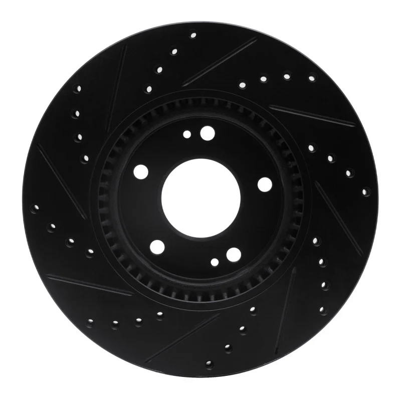 R1 05-24 Hyundai Tucson Front Right Drilled & Slotted Black Brake Rotor - Image 2