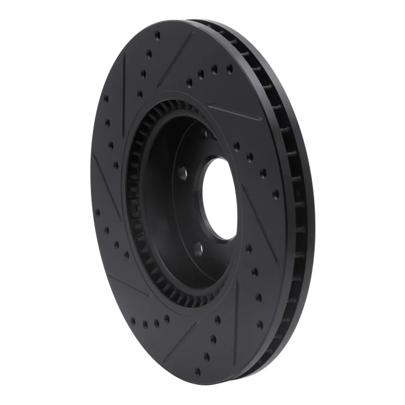 R1 05-24 Hyundai Tucson Front Right Drilled & Slotted Black Brake Rotor - Image 3