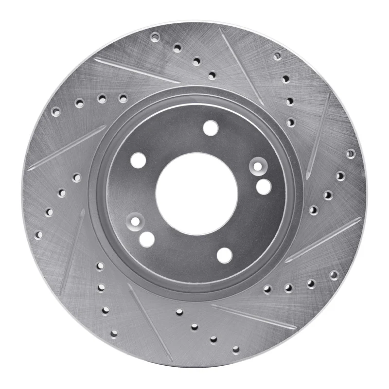 R1 05-24 Hyundai TUCSON Front Right Drilled & Slotted Silver Brake Rotor