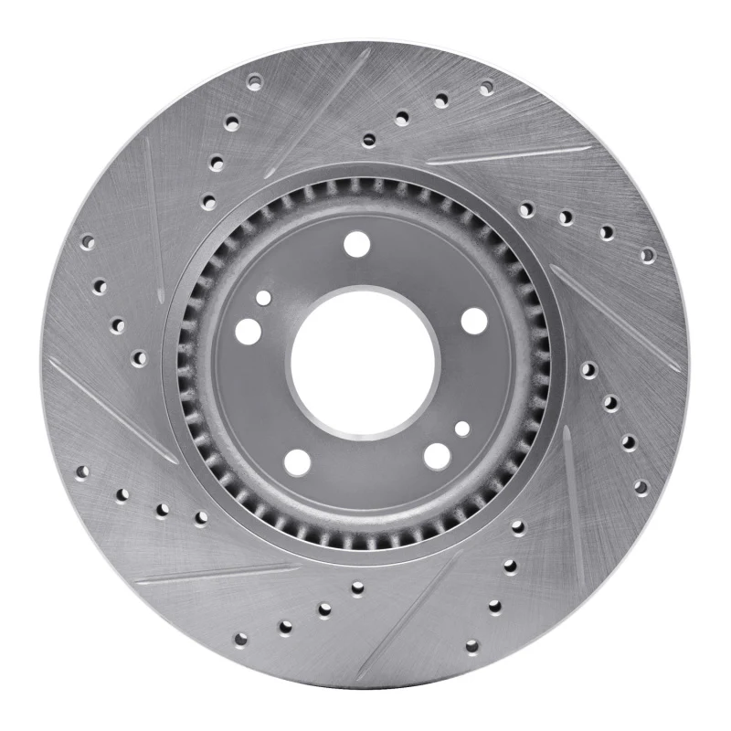 R1 05-24 Hyundai TUCSON Front Right Drilled & Slotted Silver Brake Rotor - Image 5