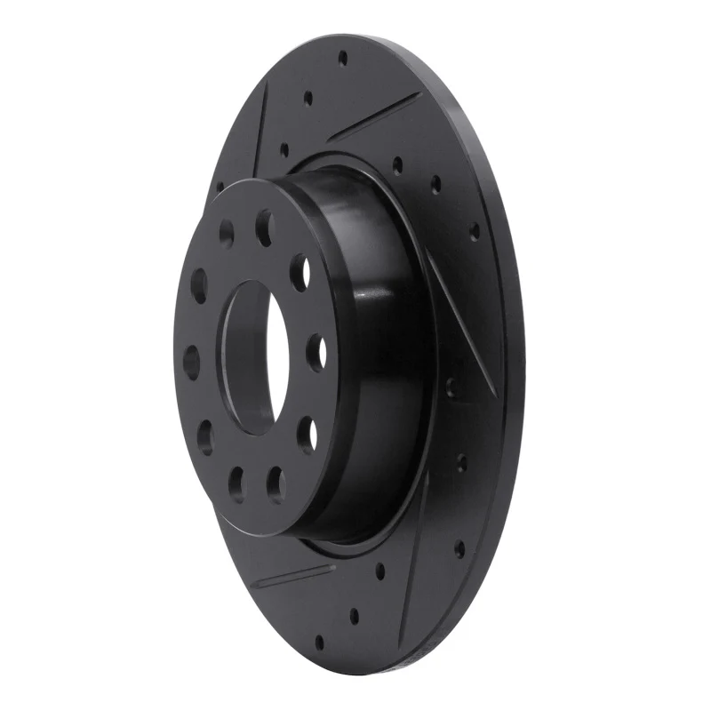 R1 05-25 Audi A3 (Mexico) Rear Left Drilled & Slotted Black Brake Rotor - Image 3
