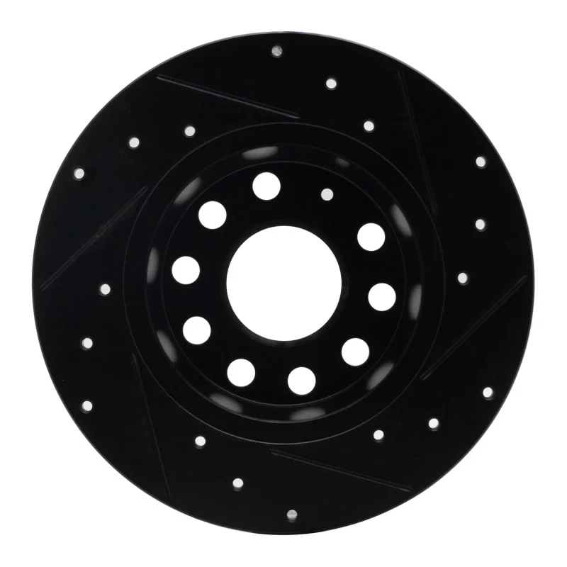R1 05-25 Audi A3 (Mexico) Rear Left Drilled & Slotted Black Brake Rotor - Image 4