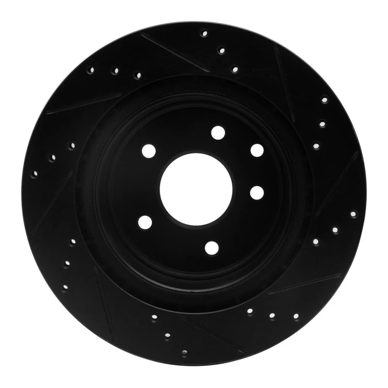 R1 05-25 Infiniti EX37 Rear Left Drilled & Slotted Black Brake Rotor - Image 3