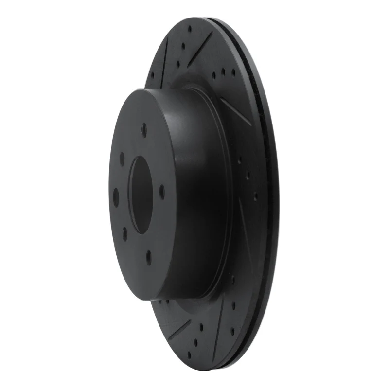 R1 05-25 Infiniti EX37 Rear Left Drilled & Slotted Black Brake Rotor - Image 4