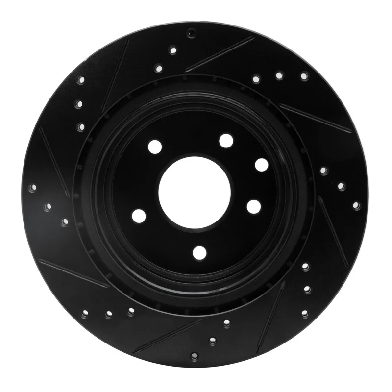 R1 05-25 Infiniti EX37 Rear Right Drilled & Slotted Black Brake Rotor - Image 3