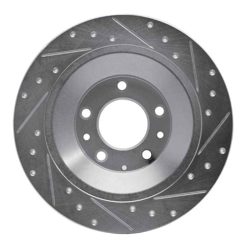 R1 06-07 Mazda 6 Rear Left Drilled & Slotted Silver Brake Rotor - Image 3