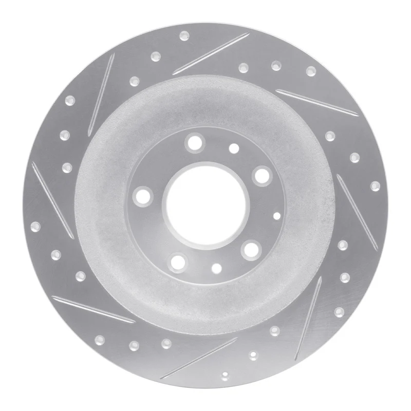 R1 06-07 Mazda 6 Rear Right Drilled & Slotted Silver Brake Rotor - Image 4