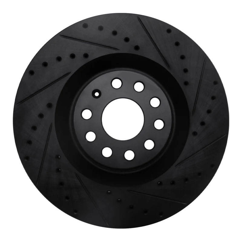 R1 06-13 Audi S3 (Mexico) Front Right Drilled & Slotted Black Brake Rotor