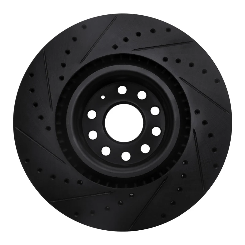R1 06-13 Audi S3 (Mexico) Front Right Drilled & Slotted Black Brake Rotor - Image 2