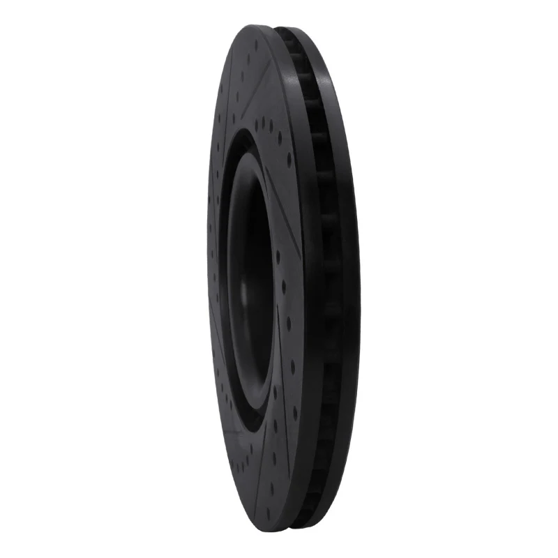 R1 06-13 Audi S3 (Mexico) Front Right Drilled & Slotted Black Brake Rotor - Image 3