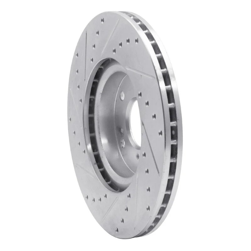 R1 06-15 Honda Civic Si Front Right Drilled & Slotted Silver Brake Rotor - Image 2