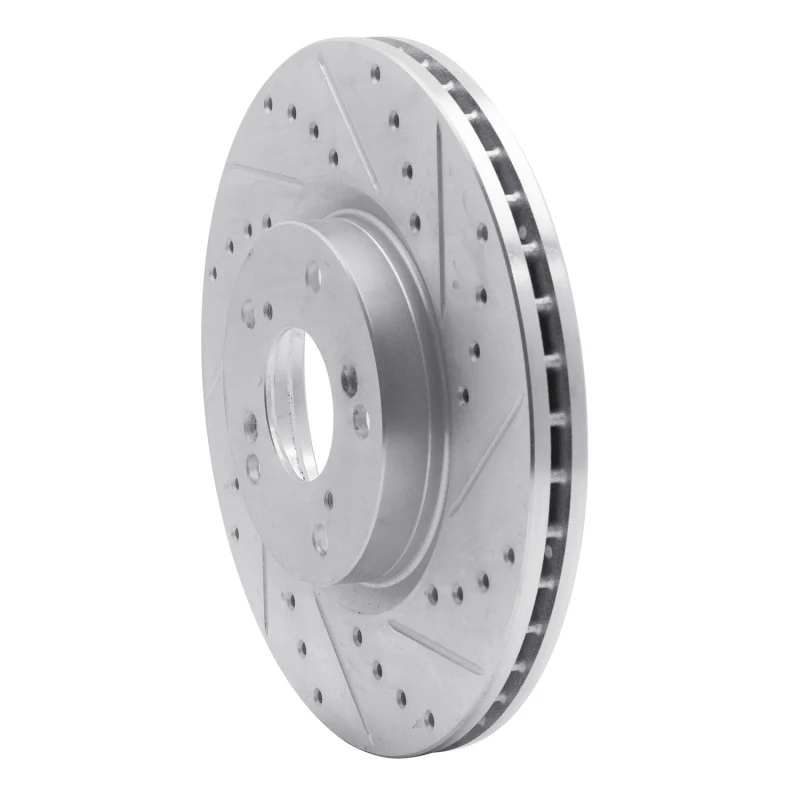 R1 06-15 Honda Civic Si Front Right Drilled & Slotted Silver Brake Rotor - Image 3