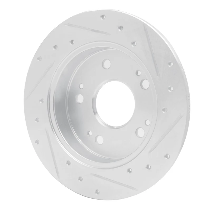 R1 06-15 Honda Civic Si Rear Left Drilled & Slotted Silver Brake Rotor - Image 4