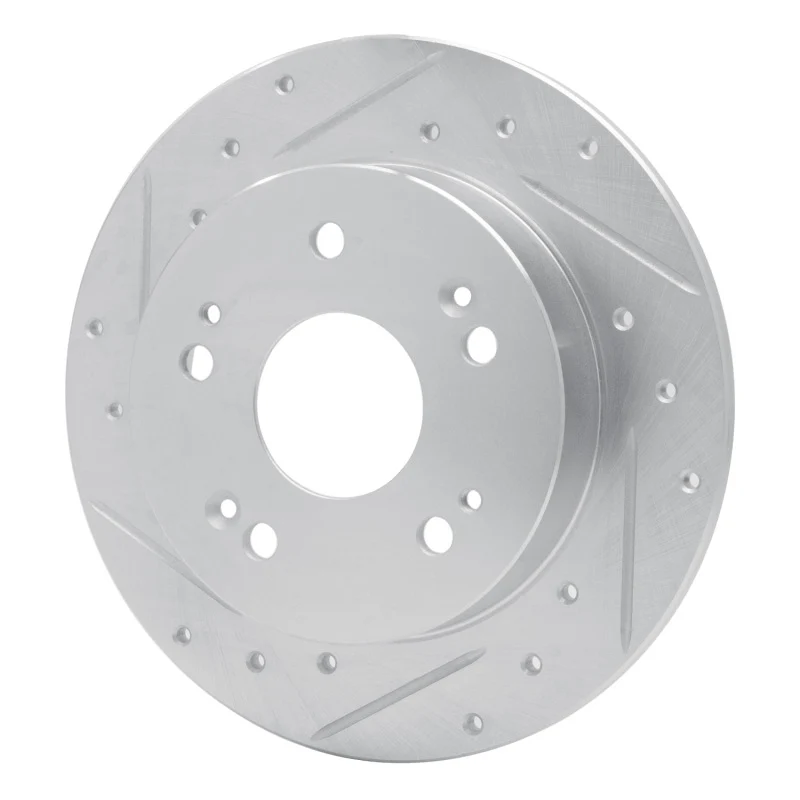 R1 06-15 Honda Civic Si Rear Left Drilled & Slotted Silver Brake Rotor - Image 5