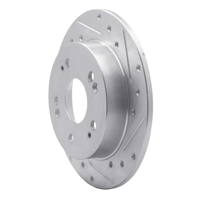 R1 06-15 Honda Civic Si Rear Right Drilled & Slotted Silver Brake Rotor - Image 4
