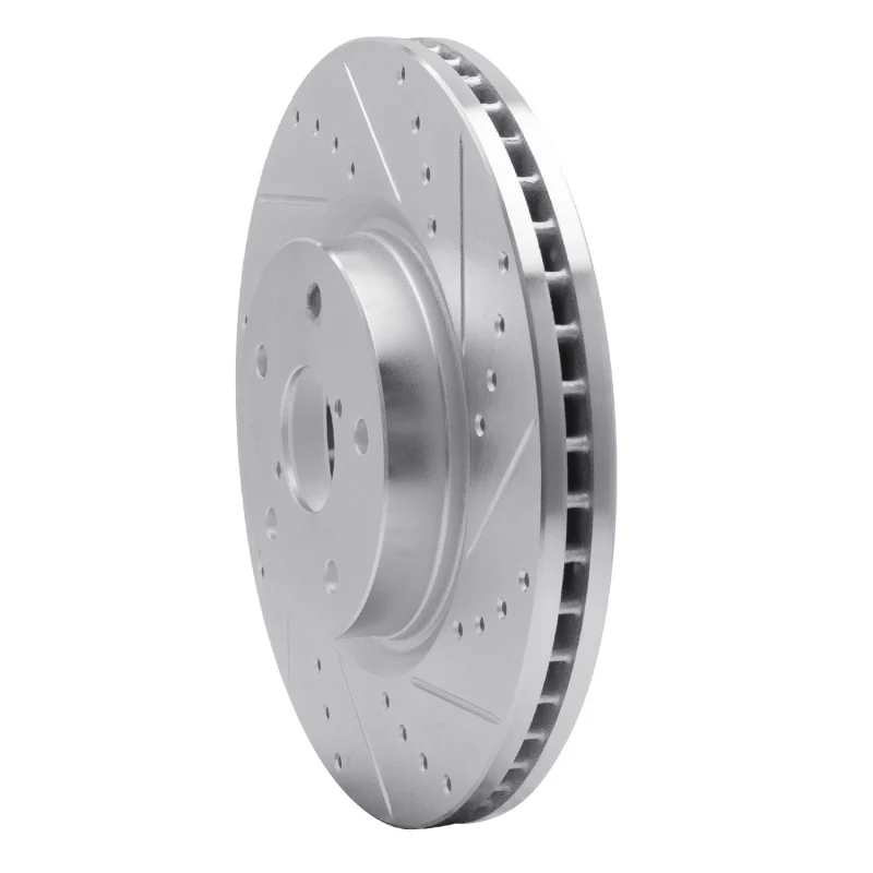 R1 06-21 Subaru WRX Front Right Drilled & Slotted Silver Brake Rotor - Image 3