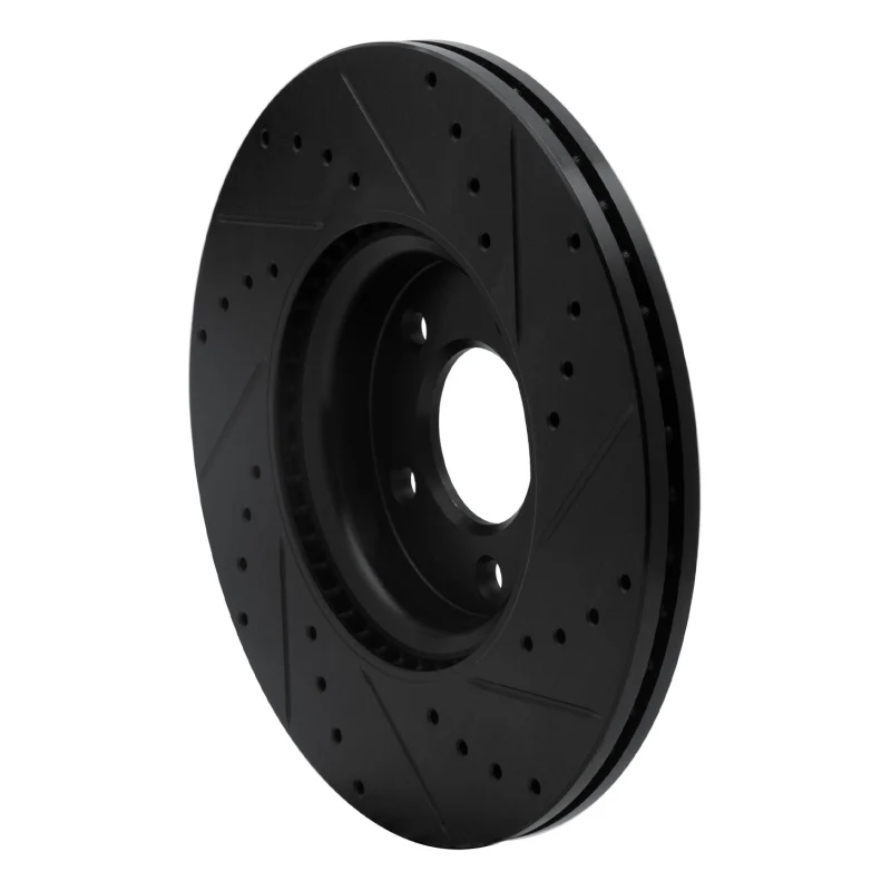 R1 07-13 Mazda 3 Front Left Drilled & Slotted Black Brake Rotor - Image 5