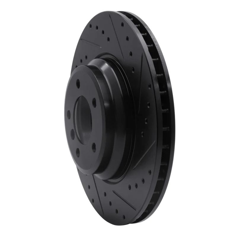 R1 07-15 BMW 335I Front Right Drilled & Slotted Black Brake Rotor - Image 4