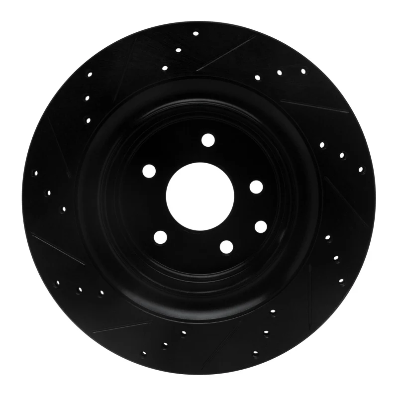 R1 07-15 Infiniti G35 Rear Right Drilled & Slotted Black Brake Rotor - Image 4