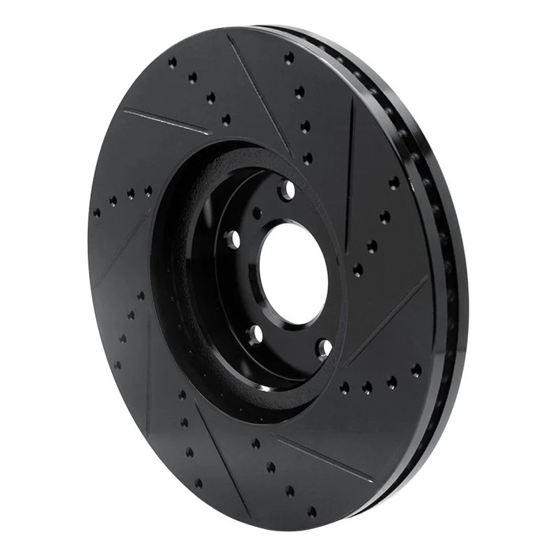 R1 07-15 Infiniti Q60 Front Left Drilled & Slotted Black Brake Rotor - Image 2