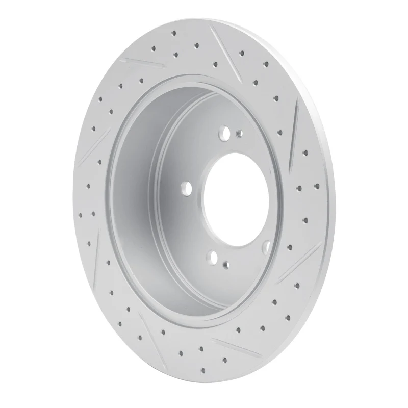 R1 07-15 Mitsubishi Lancer Rear Left Drilled & Slotted Geo-Carbon Rotor - Image 4