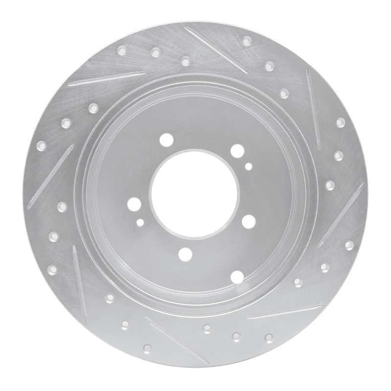 R1 07-15 Mitsubishi Outlander Rear Left Drilled & Slotted Silver Brake Rotor - Image 2