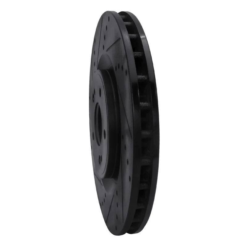 R1 08-15 Mitsubishi Lancer Front Left Drilled & Slotted Black Brake Rotor - Image 4